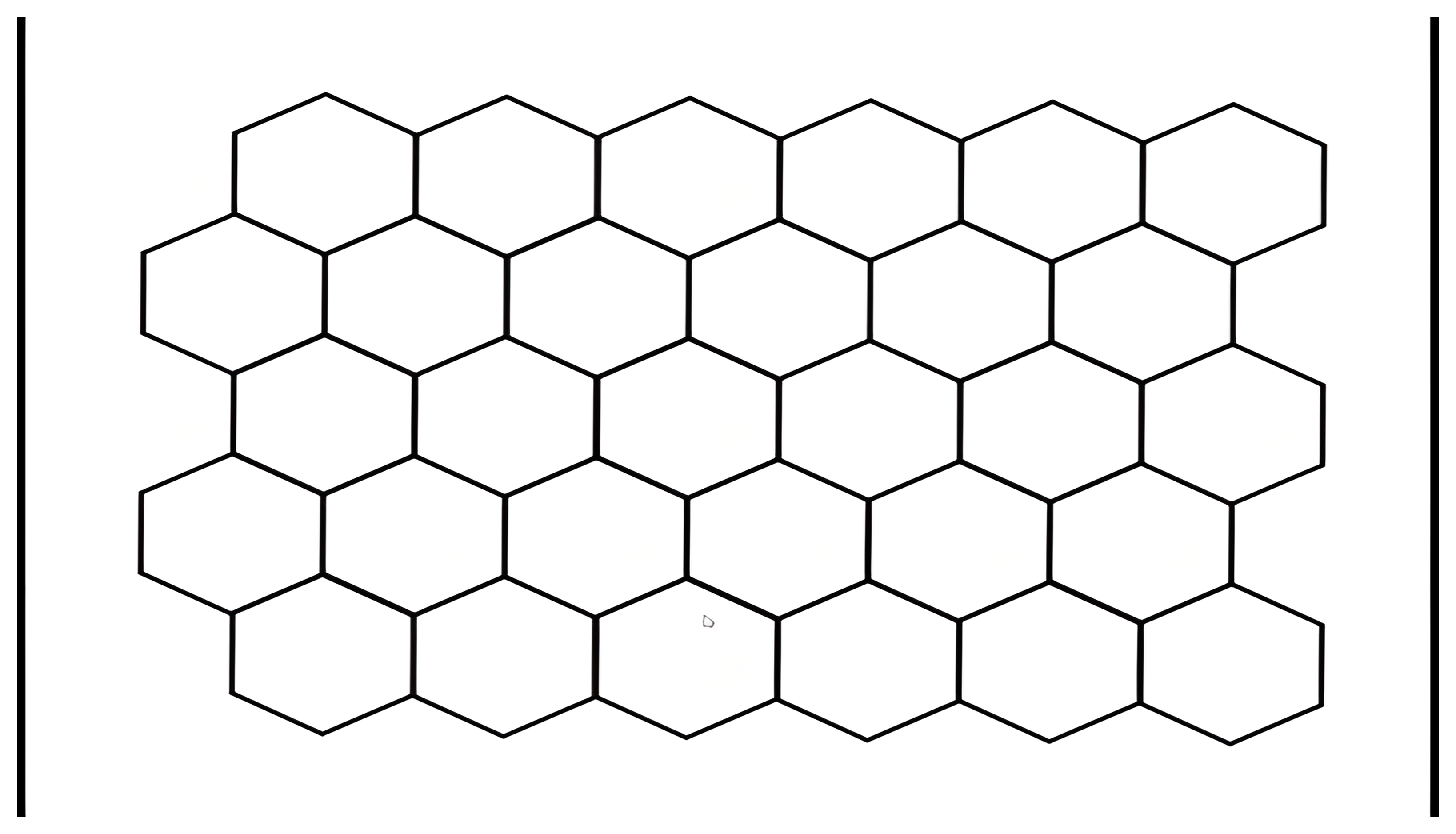 A honeycomb tiling of regular hexagons.