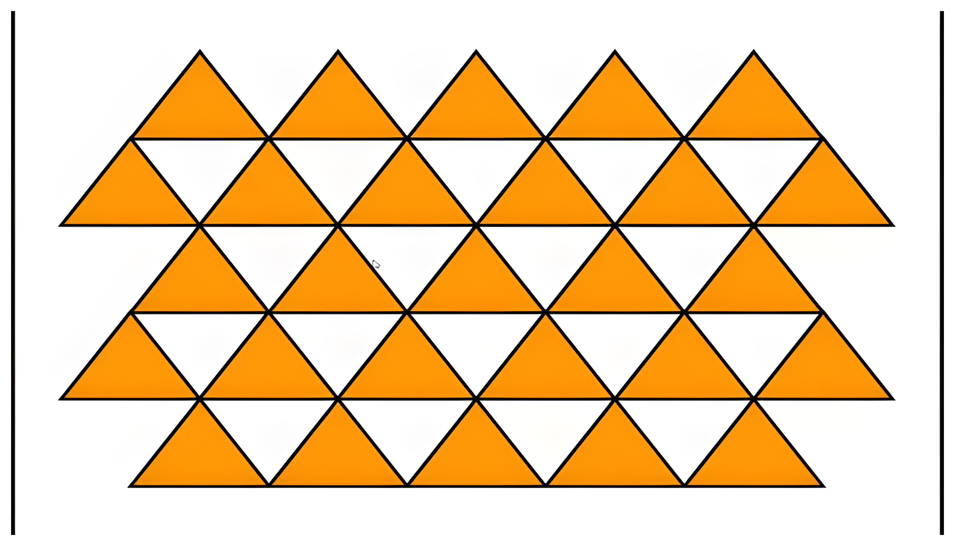 A tiling of up- and down-pointing equilateral triangles; later a blue rhombus unit cell is highlighted.
