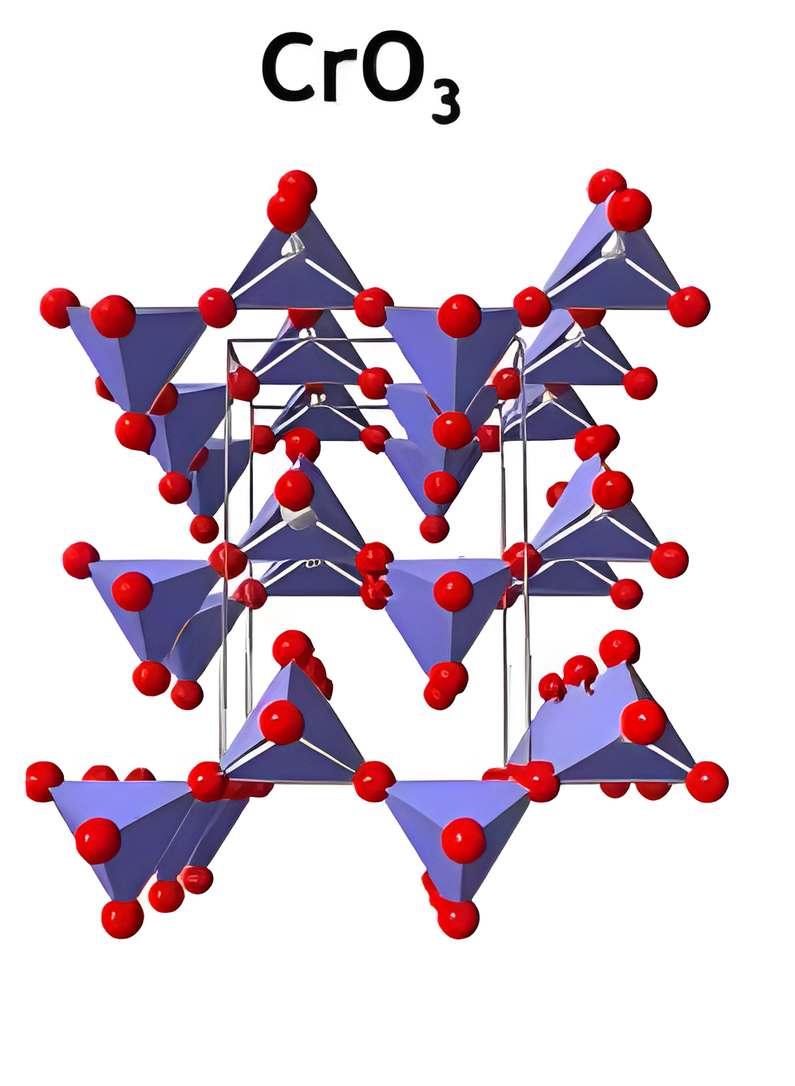 The CrO3 chain structure drawn as corner-connected tetrahedra.