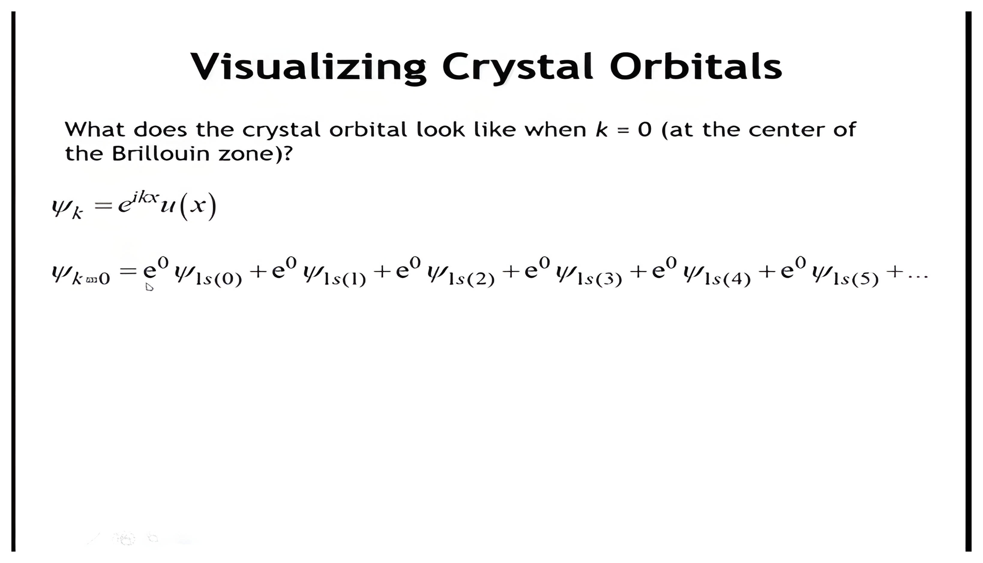 Build expanding the crystal orbital sum at k = 0, ending in the fully bonding hydrogen chain.